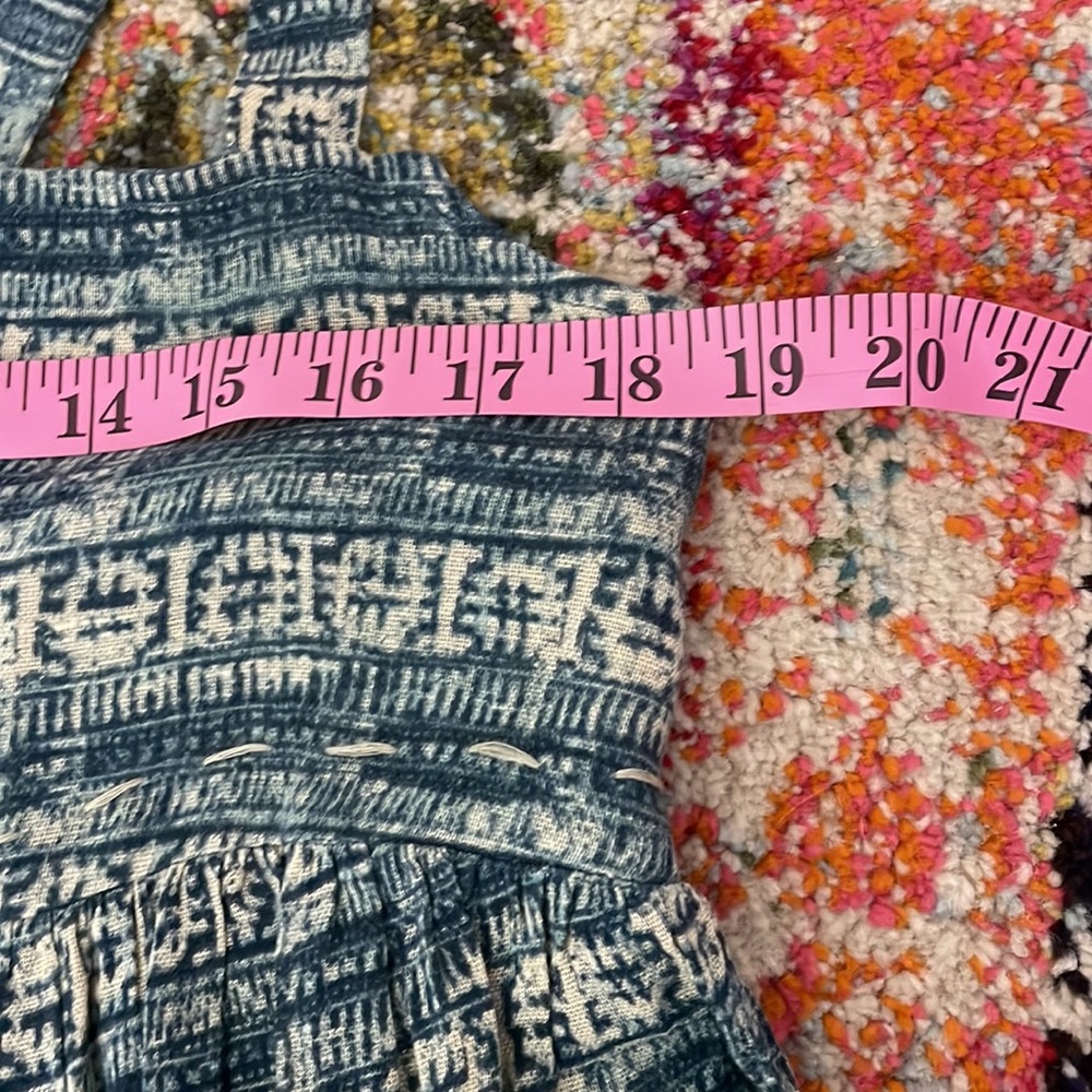 Free People Blue Boho Maxi Square Neck Tribal Print sz L - Picture 9 of 11